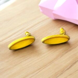 Oval Yellow and Gold Stud Earrings